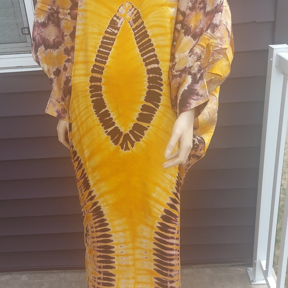 African adire silk caftan,Adire top and leggings - Picture 1 of 17